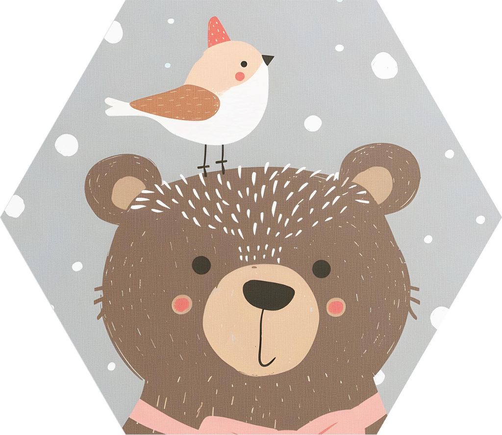 DEQORI Fototapete Sechseck 150x130 cm 'Flauschige Freundschaft' Wand Tapete Sticker