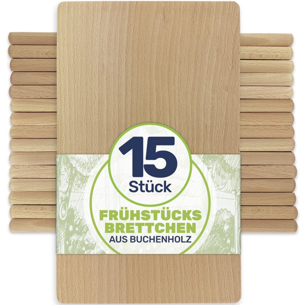 Frühstücksbrettchen Holzbrett Buche 22x12x1 cm, Menge:15 Produktbild 