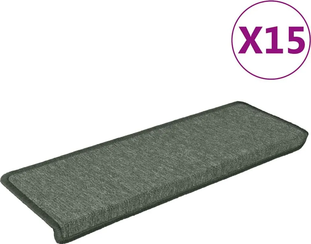 Tapis d'escalier vert foncé 65x21 cm pour protection et confort 15 pcs