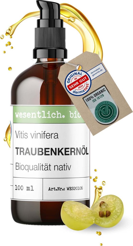 Traubenkernöl BIO kaltgepresst (100ml) von wesentlich.