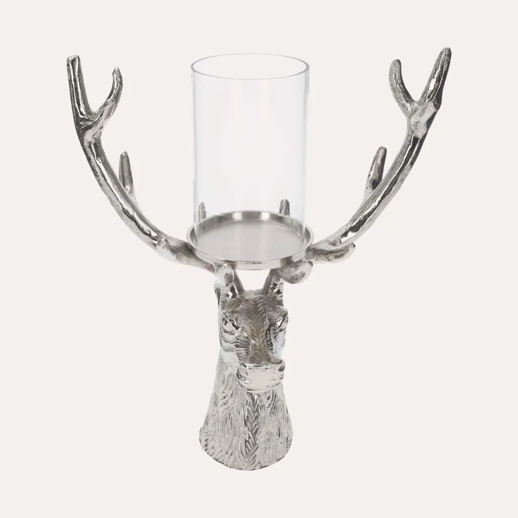 Bougeoir de Noël en Forme de Cerf Argenté Décoration de Table Chic