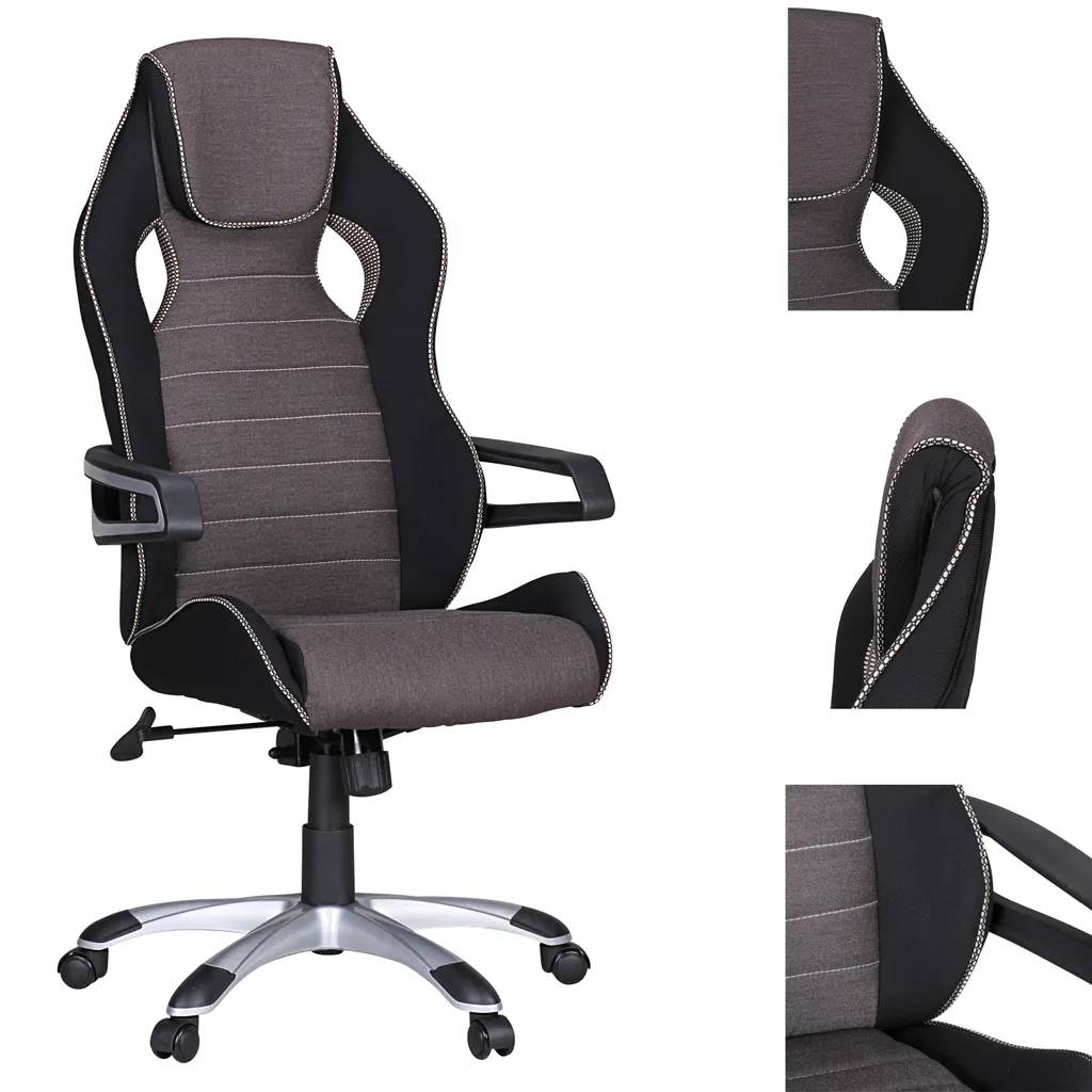 Chaise de Bureau Gaming 120kg Amstyle VALENTINO Gris avec Dossier Synchrone