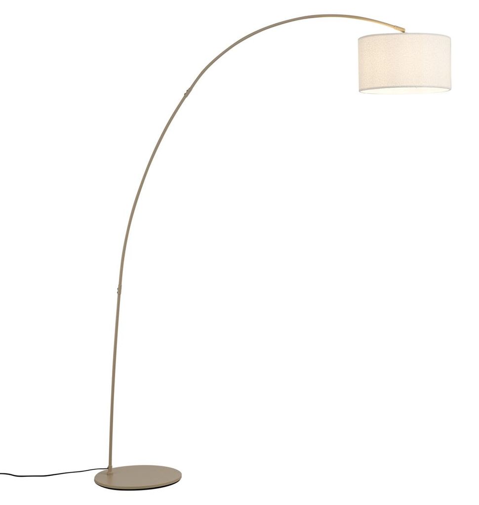 Nowoczesna lampa łukowa beżowa z abażurem z tkaniny typu Zdjęcie produktu 