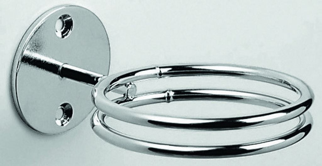 Fönhalter Doppel-Ring Ø 7,7 cm, zum Anschrauben verchromt, incl. Sch