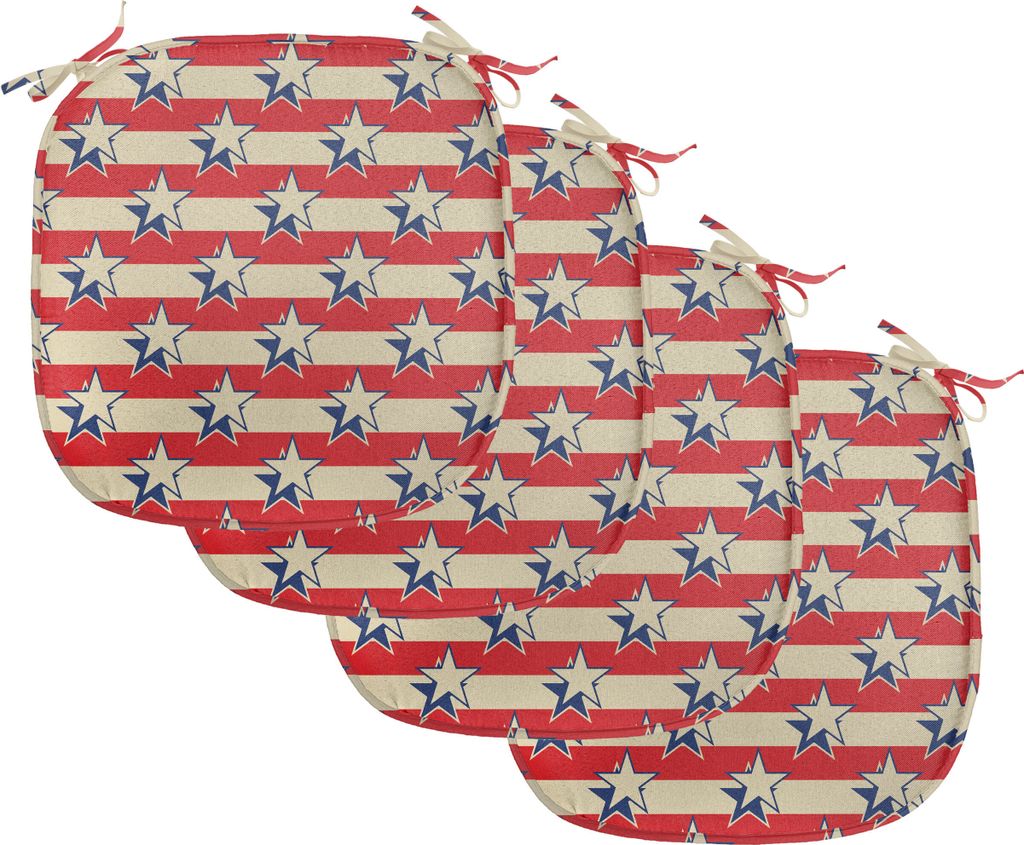 ABAKUHAUS USA Polster für Esszimmerstühle, Retro Independence Poster, Dekoratives wasserfestes Kissen mit Riemen für Küchensitze, 40 cm x 40 cm...