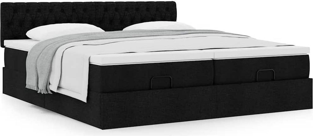 Maison Exclusive - Ottoman-Bett mit Matratzen Schwarz 160x200 cm Stoff