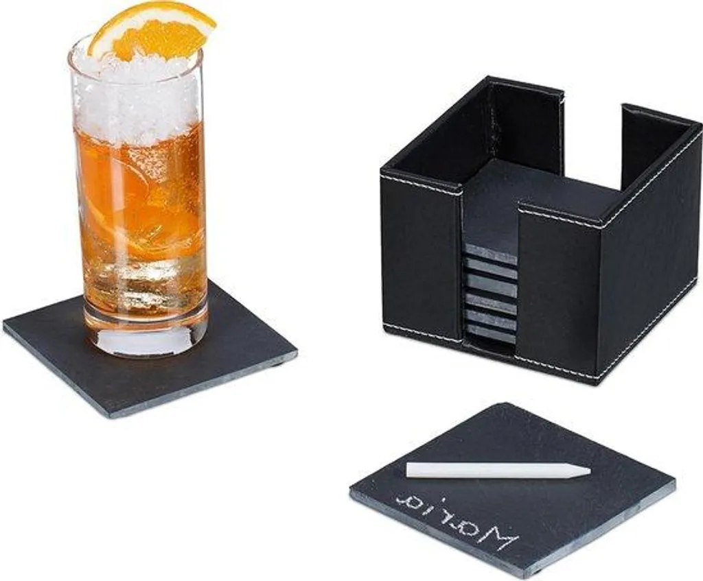 Dessous de verre 10x10 cm anthracite lot de 8 - Protection anti-trace