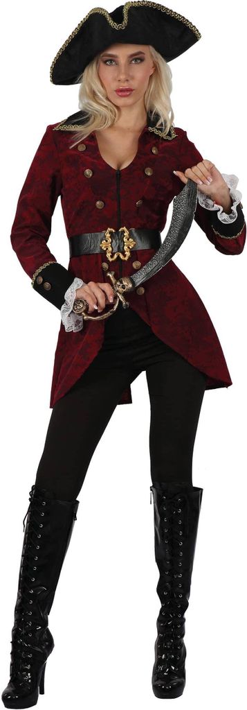 Verführerisches Piraten-Damenkostüm rot Small