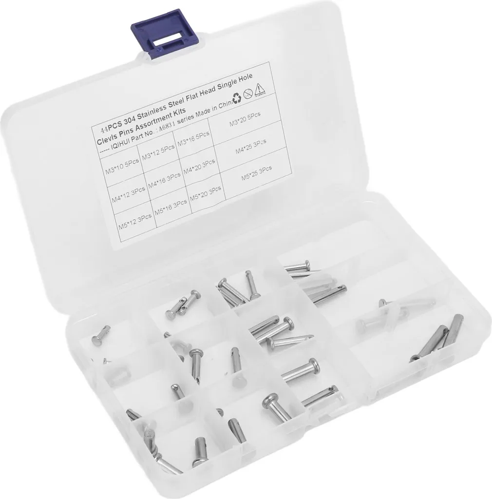 Set Assortimento Perni Inox Auto | 44 Pezzi 12 Dimensioni Foro Singolo