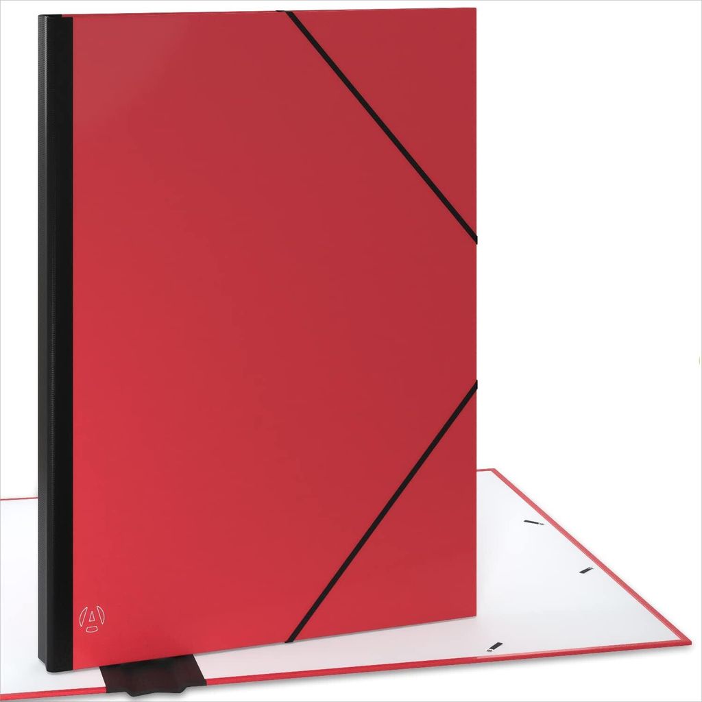 ACROPAQ Sammelmappe A2 - Zeichenmappe 52 x 72 cm, mit Gummizugverschluß, mit erweiterbarem Rücken für mehr Platz - Rot
