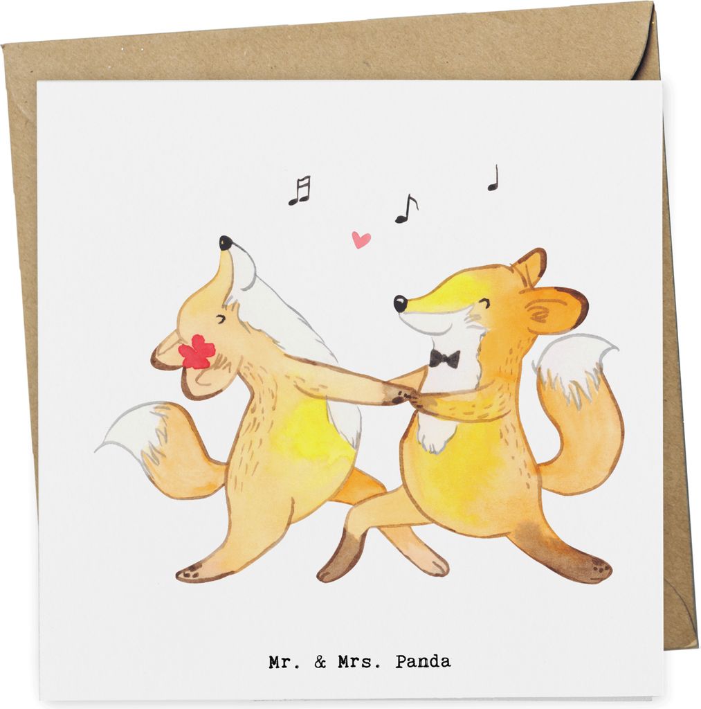 Mr. & Mrs. Panda doppelkarte Füchse Salsa tanzen - Weiß - Geschenk, anlasskarte, Glückwunschkarte, Tanzschule, Grußkarte, faltkarte, Tanzkurs, ...