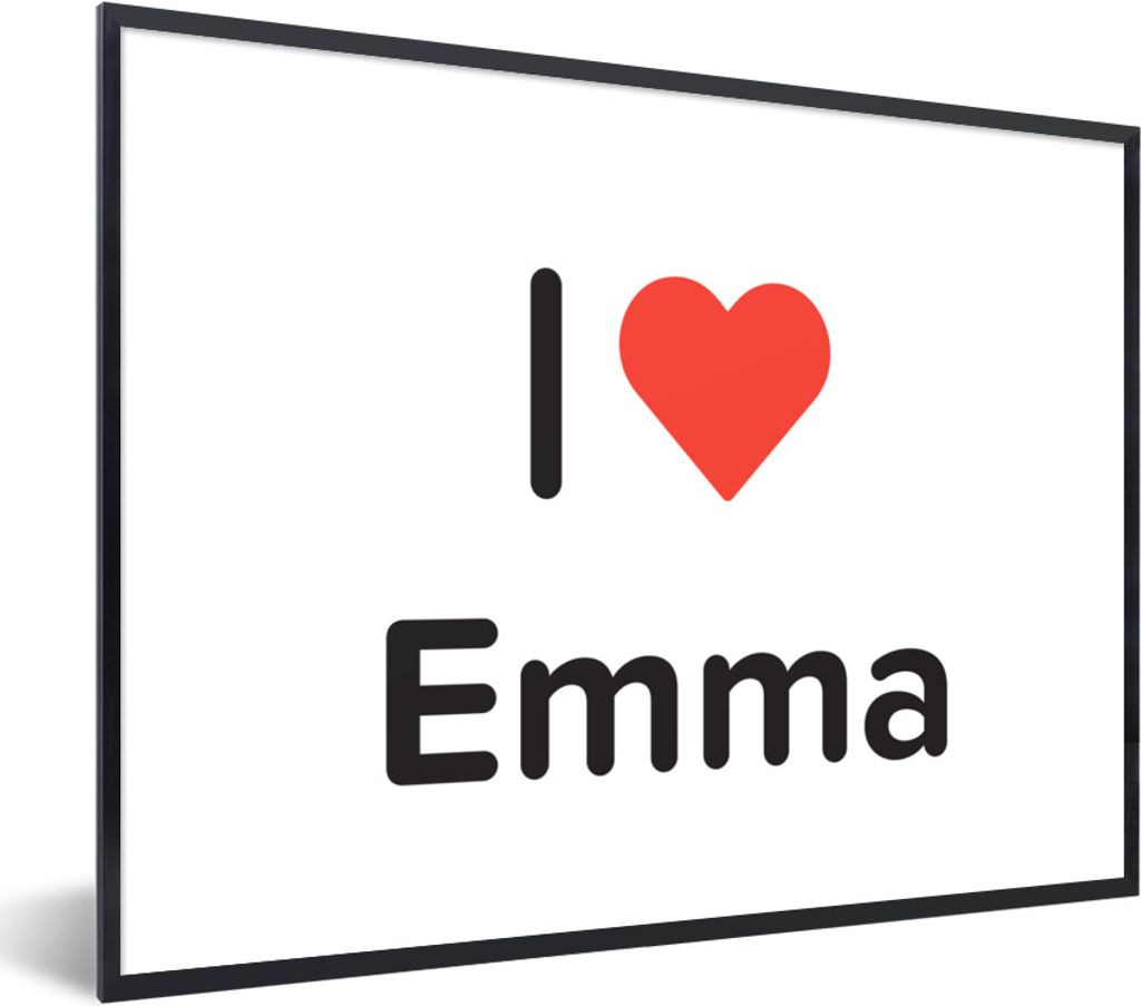 MuchoWow Gerahmtes Poster Ich liebe - Emma - Mädchen 40x30 cm - Poster mit Schwarzem Bilderrahmen Wandposter Rahmen Foto Bilder - Kunstposter - ...