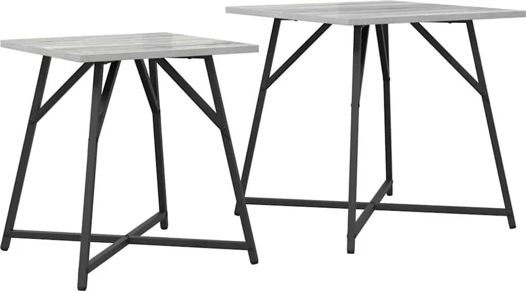 Set 2 Tavolini SYFAX™ Grigio Sonoma e Nero | Stile Retro-Industrial