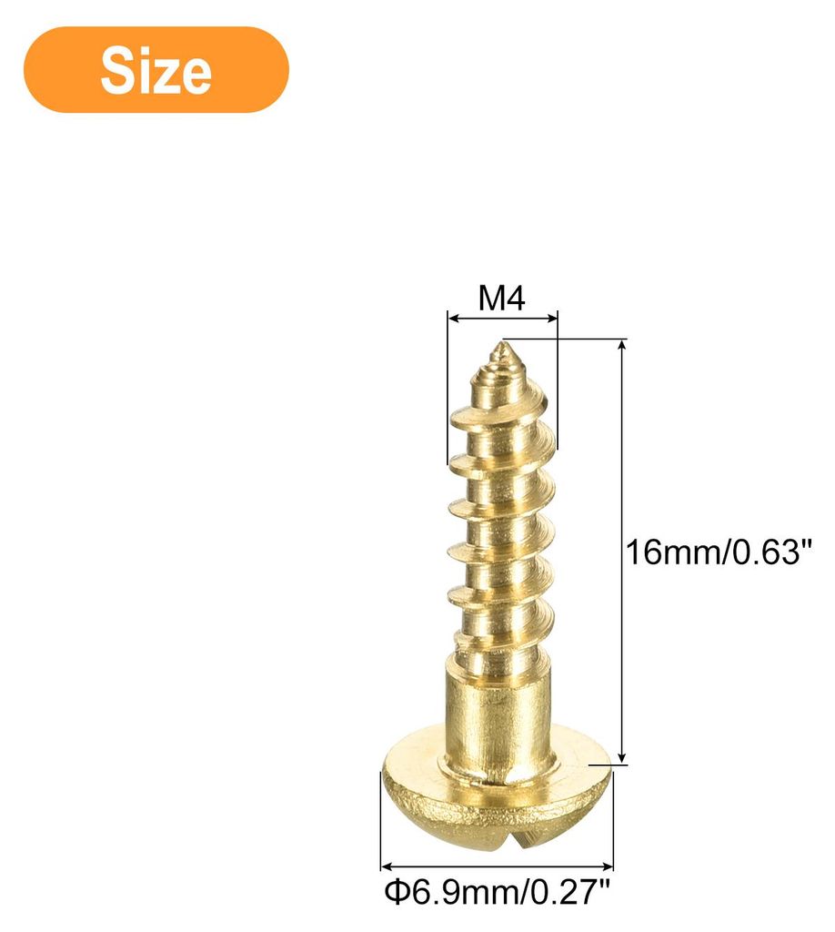 Holzschrauben M4 x 16mm Schlitz Rundkopf Messing Selbstschneidende Schraube Holzarbeitsschraube 20 Stš¹ck