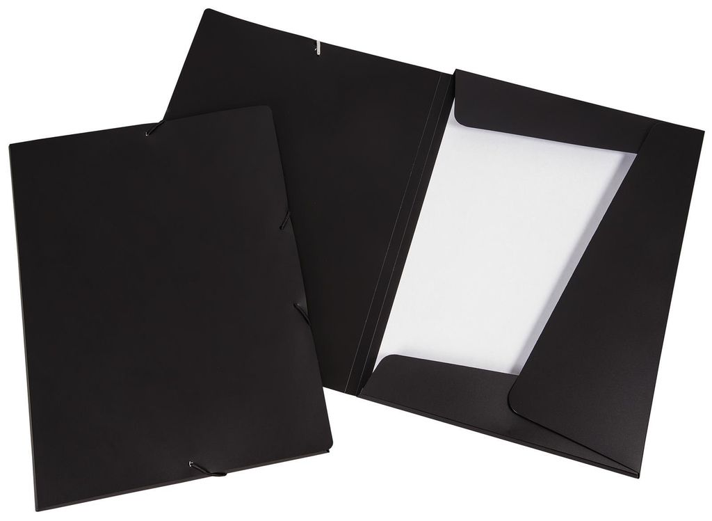 Eckspannmappen/Collegemappen aus umweltfreundlichem Polypropylen, Format DIN A4, Schwarz, Verpackungseinheit: 1 P/10