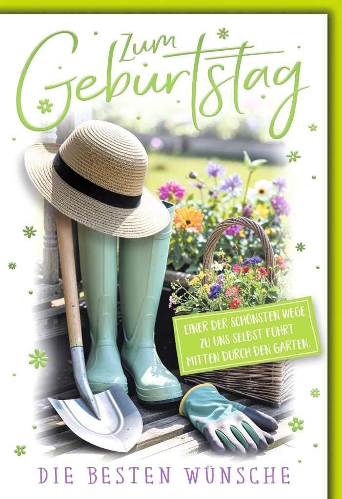 Geburtstag Glückwunschkarte mit Umschlag Gärtnerhut Produktbild 