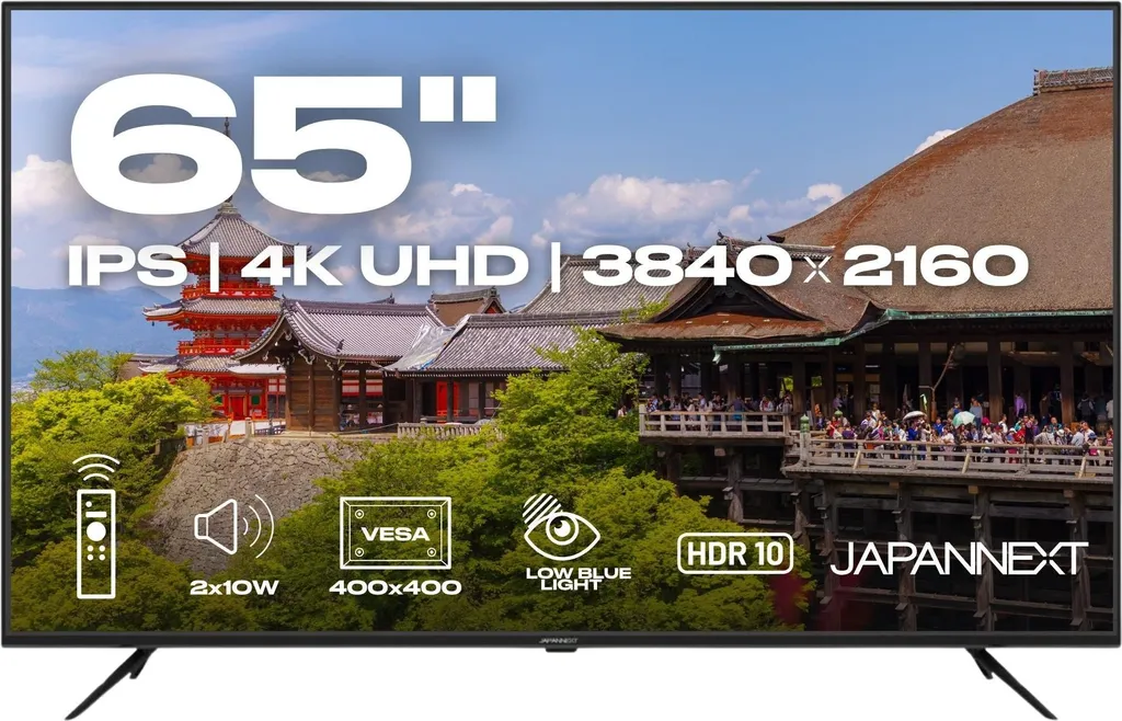 JAPANNEXT Großformat Monitor 65" IPS 4K UHD (3840x2160) JN-IPS65U