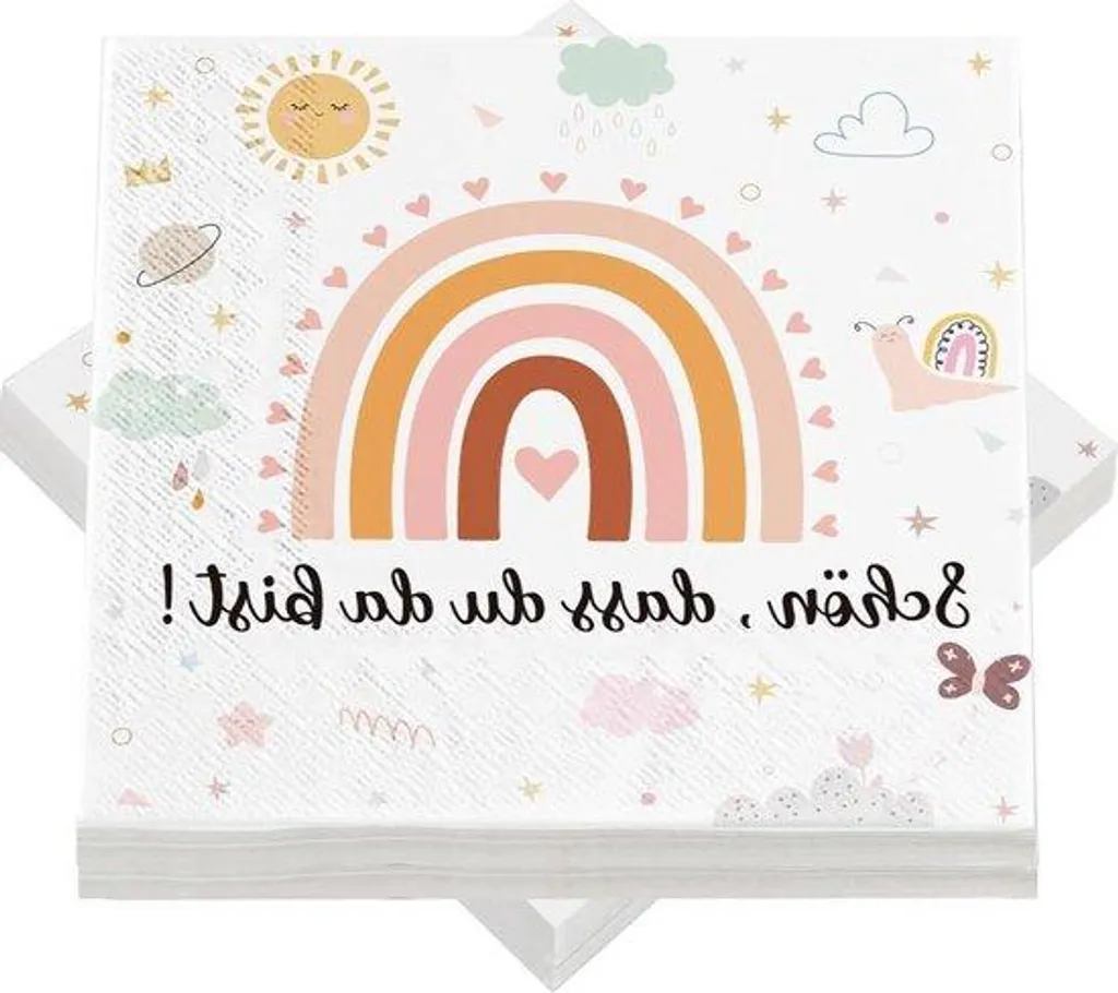 Serviettes de table arc-en-ciel pour goûter anniversaire et fête école
