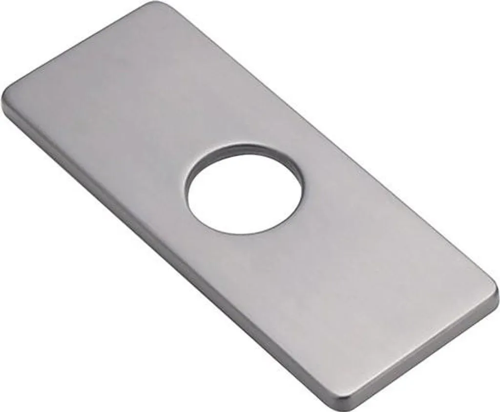 Plaque de robinetterie inox gris anti-corrosion, cache-trou 4 pouces