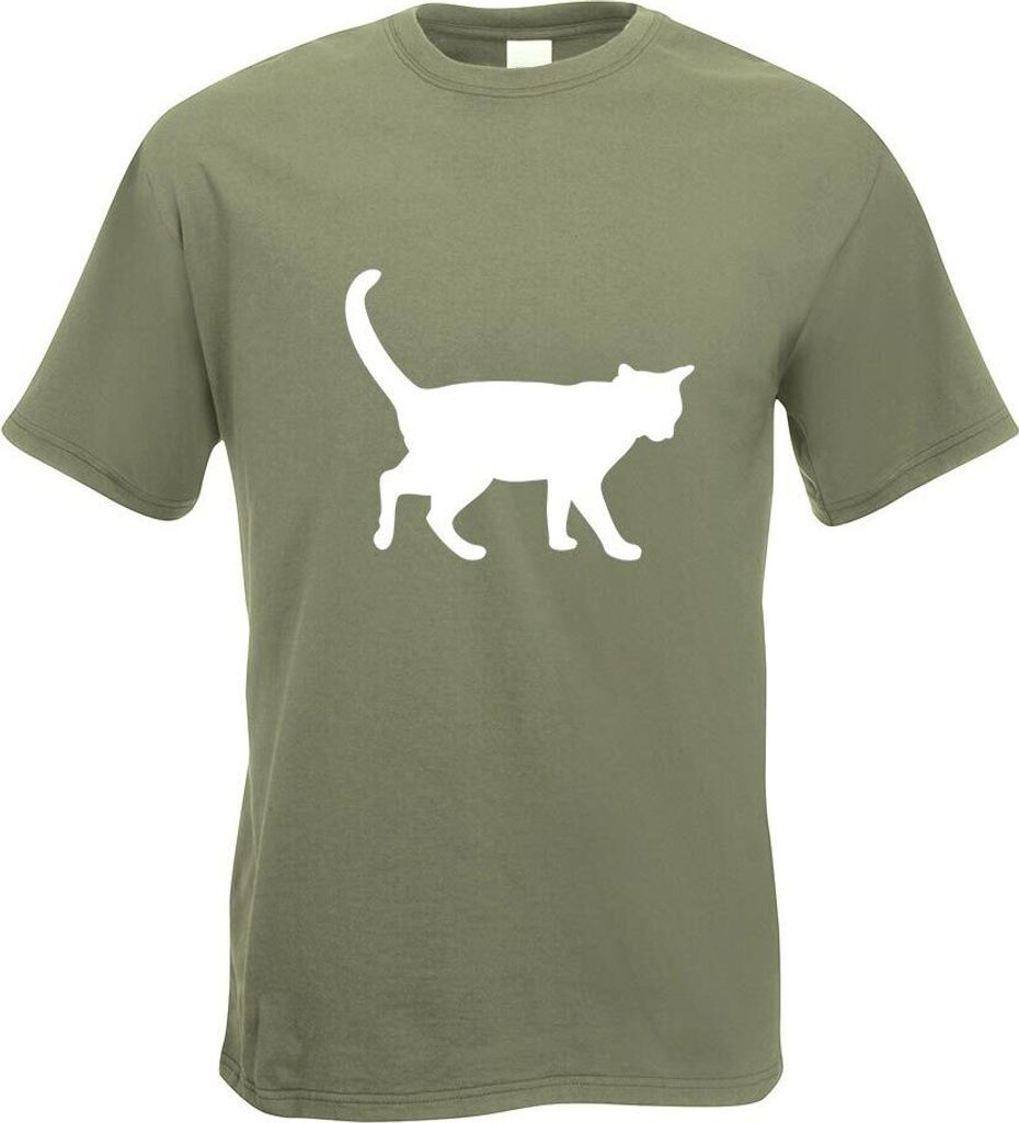 Kiwistar - T-Shirt - Olive - Katze Motiv Bedruckt Funshirt Design Print - mit Motiv Bedruckt - Funshirt Design - Sport - Freizeit - Herren - XL