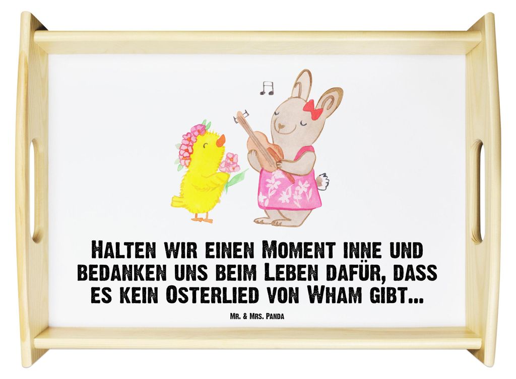 Mr. & Mrs. Panda Bett-Tablett Ostern Frühlingsgefühle - Weiß - Geschenk, Servier Tablett, Ostergeschenke, Holztablett, serviertablett holz, Frü...