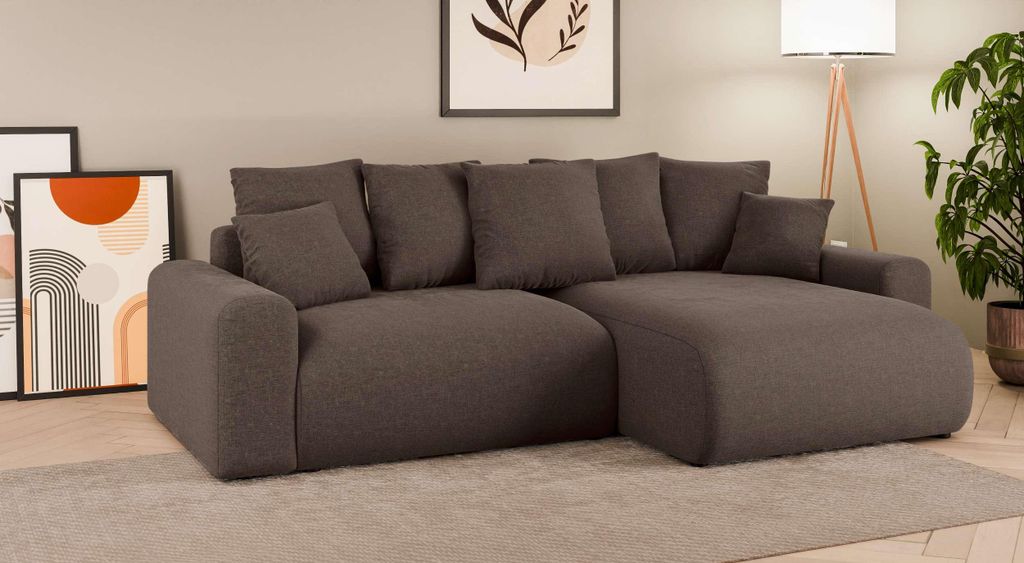 99rooms Emilia Ecksofa Chenille WIND Schokolade Rechts