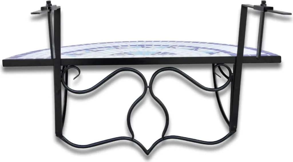 Table suspendue mosaïque bleue et blanche, plateau céramique résistant