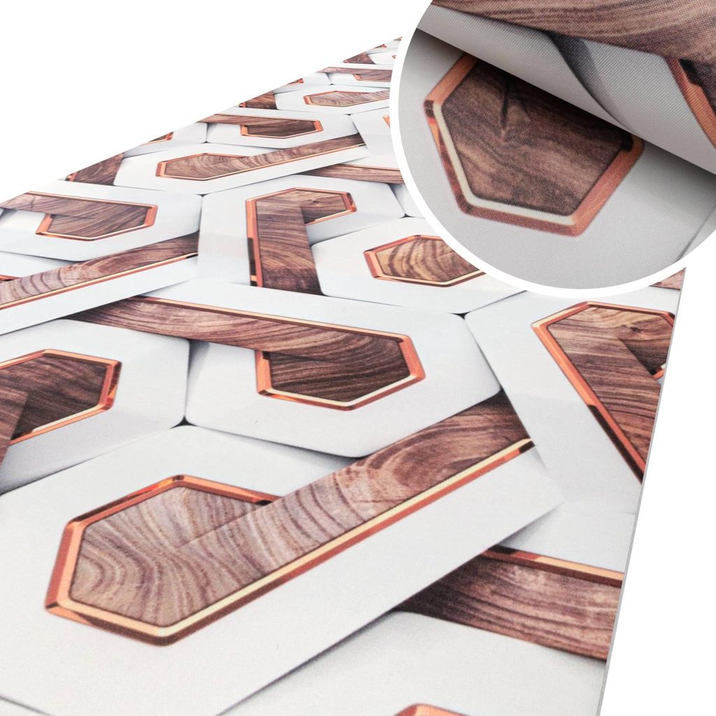 Küchenläufer Flurteppich Läufer Küche Textil TAREK Braun Space Holz Robust Breite 52cm Länge 180cm