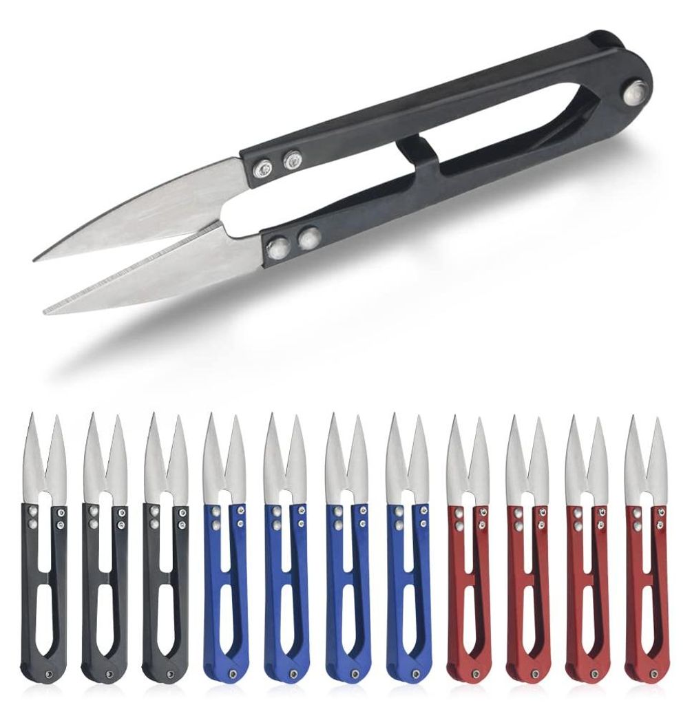 12 U-förmige Nähscheren, Fadenschneider, Minischere, Fadenschneider aus Kohlenstoffstahl, Drahtschneider, Stickschere, Handzange für Bastel-, N...