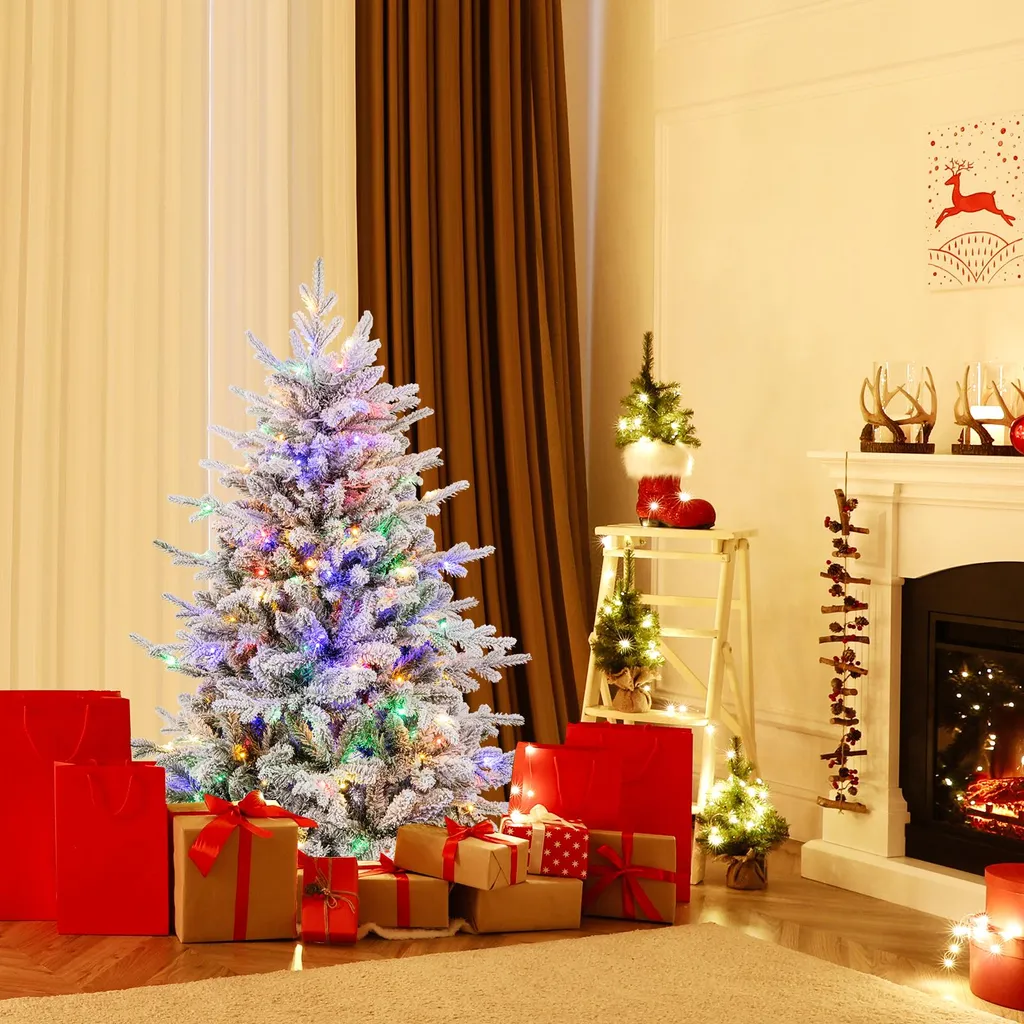 Arbre de Noël artificiel pour décoration intérieure avec LED et flocage - 2