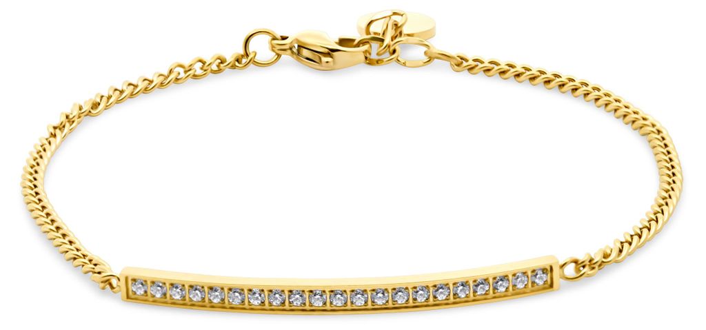 8CB-91386 – CO88 Bracelet – White Crystal – 16+3 cm – Goudkleurig