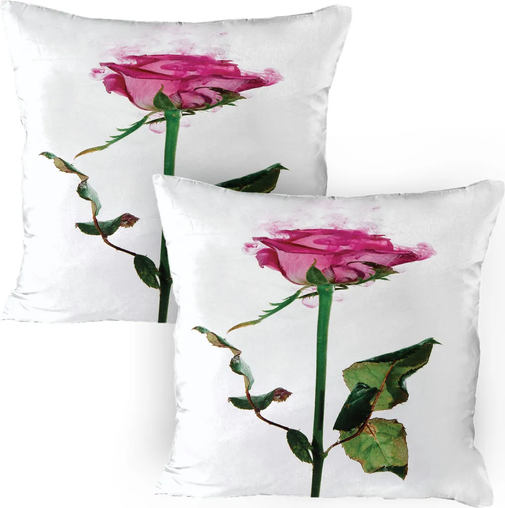 Set 2 Federe Cuscino 80x80 ABAKUHAUS Rose Verde e Rosa Pastello