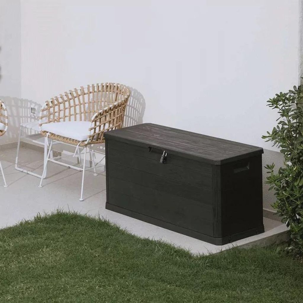 Coffre de jardin 280L en résine effet bois - WOODY'S - Image du produit 