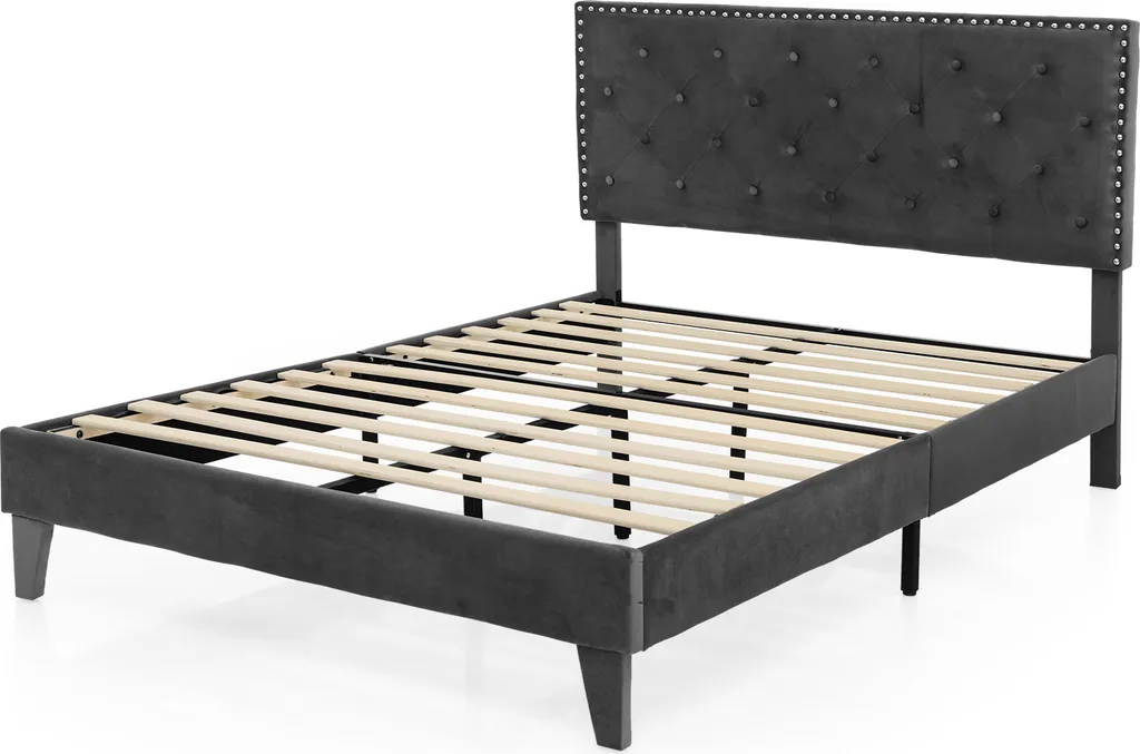 Lit double 140x200cm anti-grincement avec sommier lattes grand confort