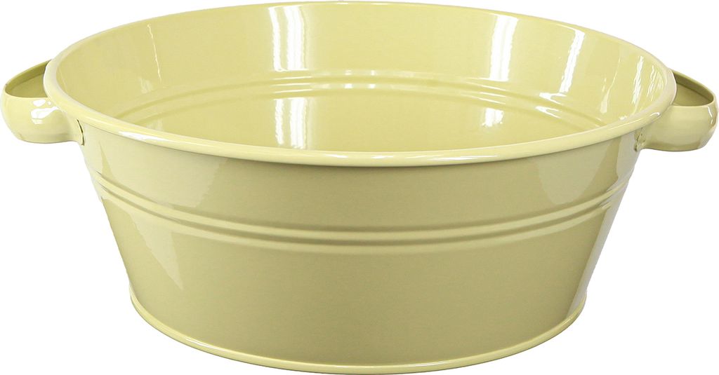 Dekoschale Metall Grüngelb Ø33,5cm Blumenschale Shabby-Chic Retro Design