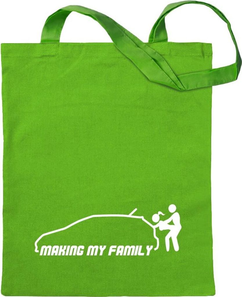 Kiwistar - Baumwolltasche - hellgrün - Making My Family - Tragetasche Stoffbeutel Umhängetasche Langer Henkel