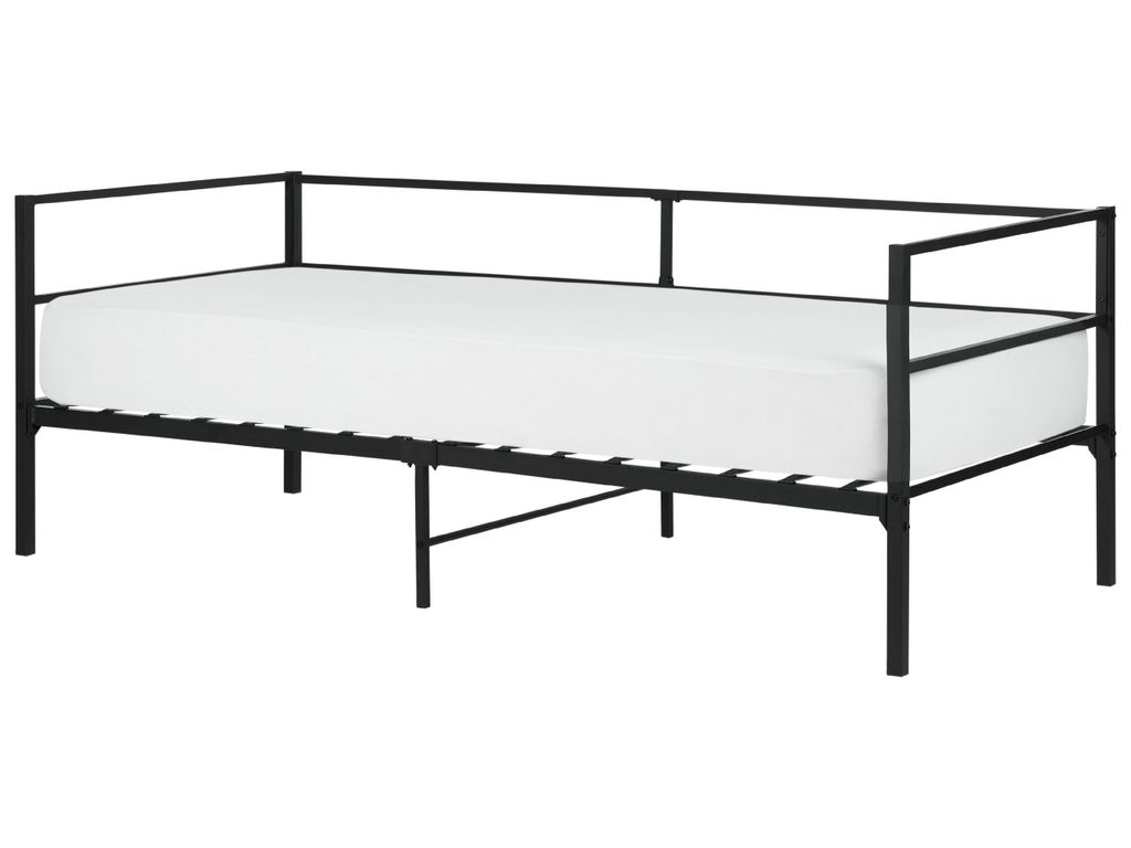 BELIANI Tagesbett Schwarz Eisen mit Metallrost 90 x 200 cm Industrie-Design Modern Wohnzimmer Schlafzimmer Jugendbett Metallbett Einzelbett Eisenbett