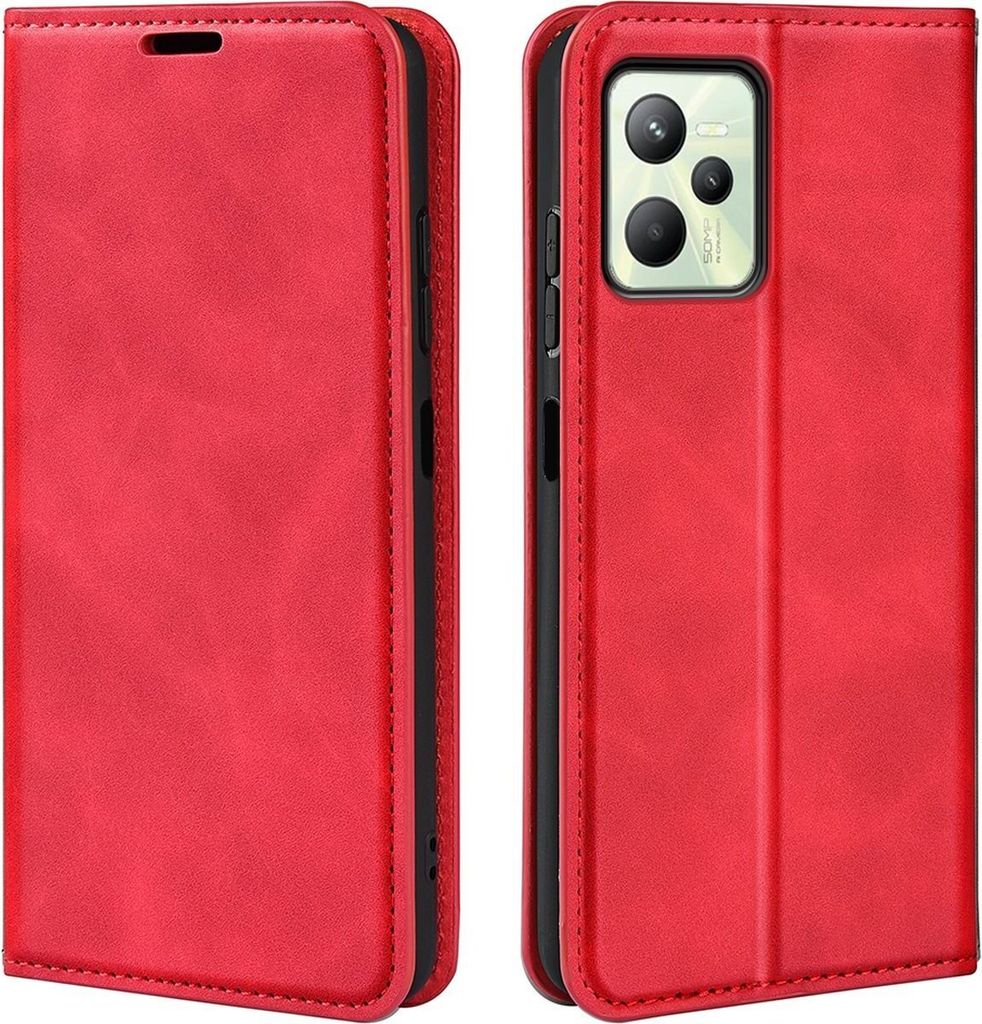 Mobigear Retro Slim Realme C35 Hülle Klapphülle Geldbörse - Rot
