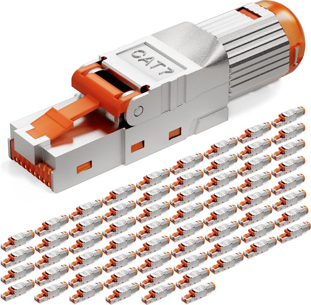 hb-digital 64x Netzwerkstecker LAN CAT 7 RJ45 Feldkonfektionierbar mit PoE Unterstützung