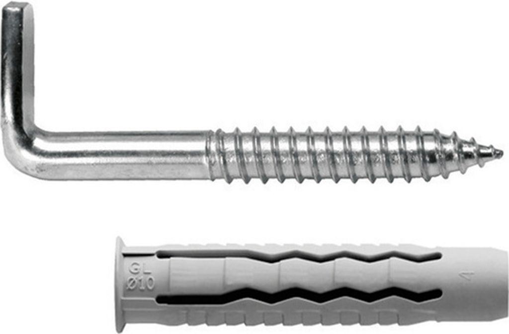Alcayata Sanitärset mit Stecker Ø 10 x 50 mm. Befestigung von Warmwasserbereitern / Thermoskannen