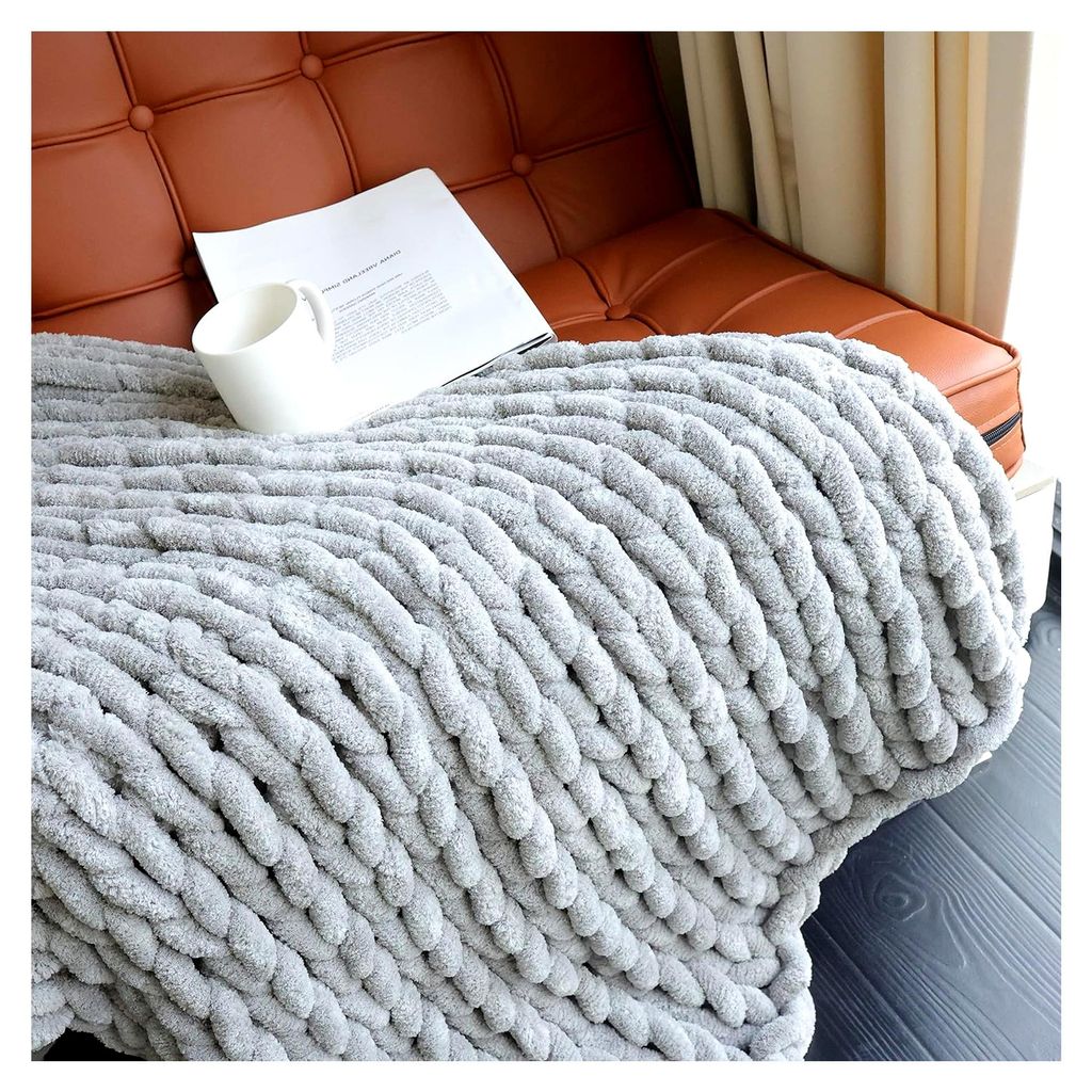 Grobstrickdecke aus Chenille, handgefertigt, warme und gemütliche Decke für Couch, Bett und Heimdekoration, weiche, atmungsaktive Fleecedecke, di...