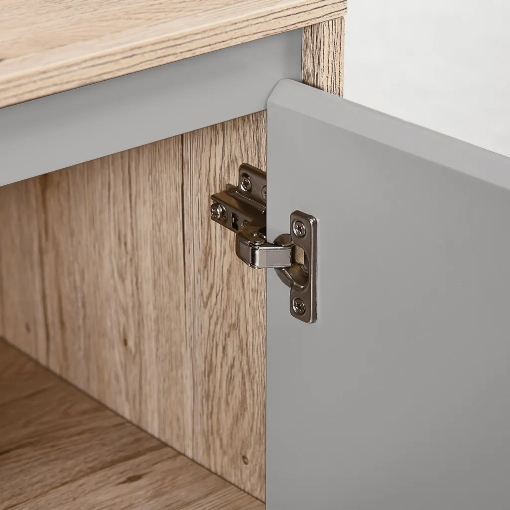 Meuble Sous-Vasque Design Chêne Clair 60 cm avec Rangement Modulable - 9