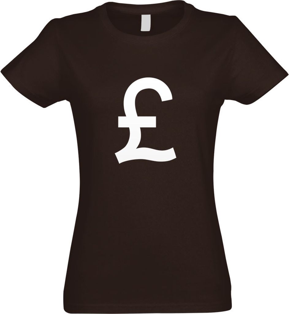 Kiwistar - T-Shirt tailliert - Damen - Chocolate - Pfund Zeichen Symbol - mit Motiv Bedruckt - Funshirt Design - Sport - Freizeit - Damen - S