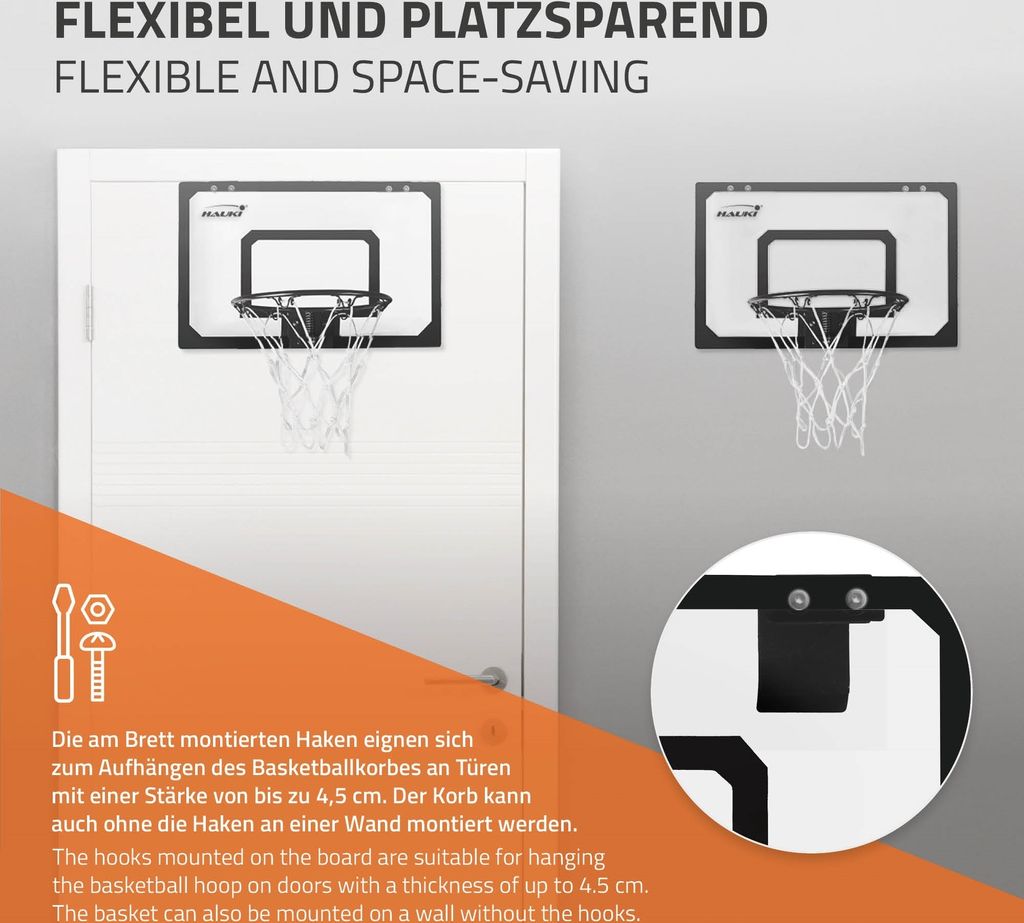 Hauki Mini Basketballkorb Set mit 3 Bälle, 45,5x30,5 cm, Produktbild 3
