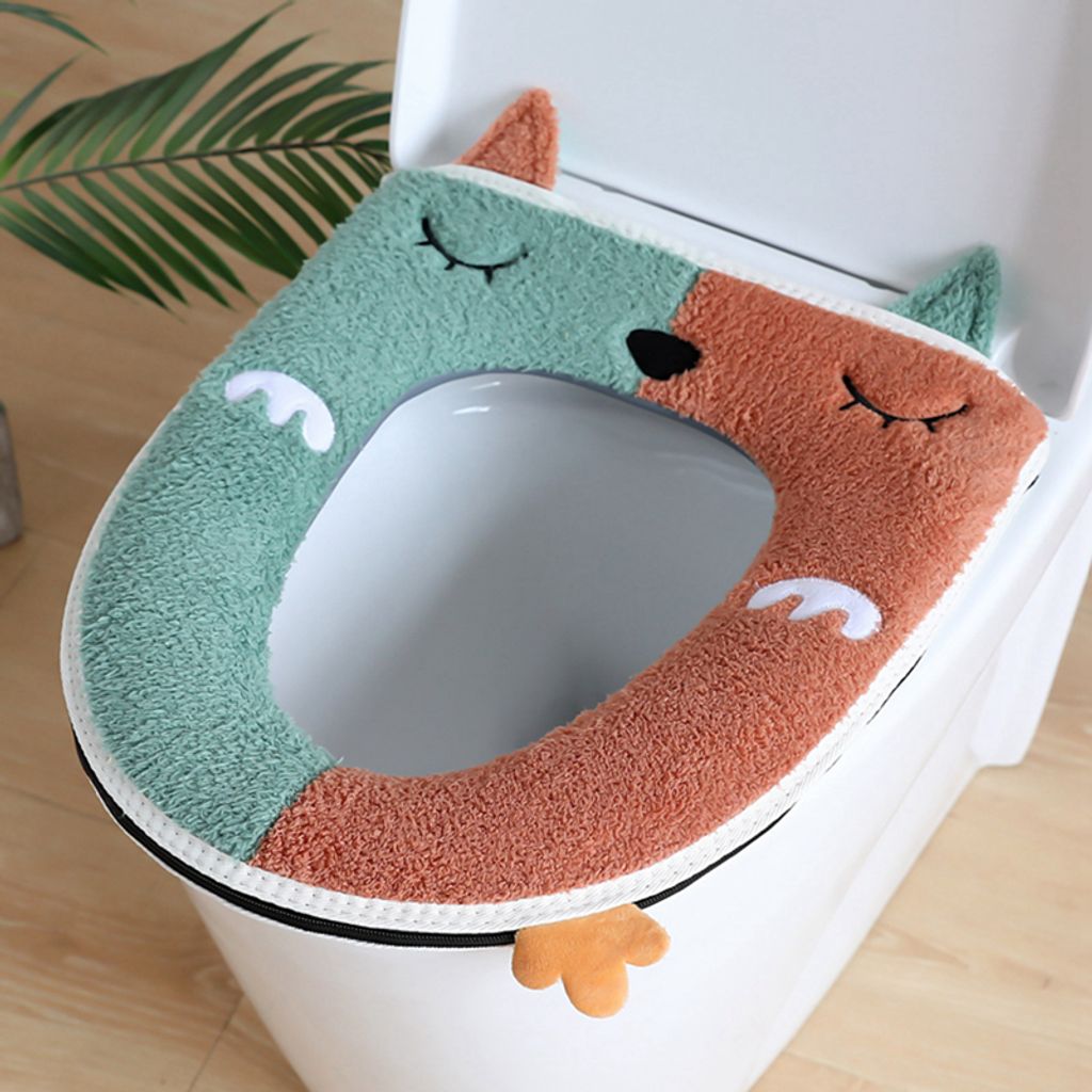 Sitzbezug Mit Druckknöpfen Weicher WC-Sitzbezug Aus Mikrofaser – Cartoon Stitch Design – Waschbar, Universal, Rutschfest – Perfekt Für Winter