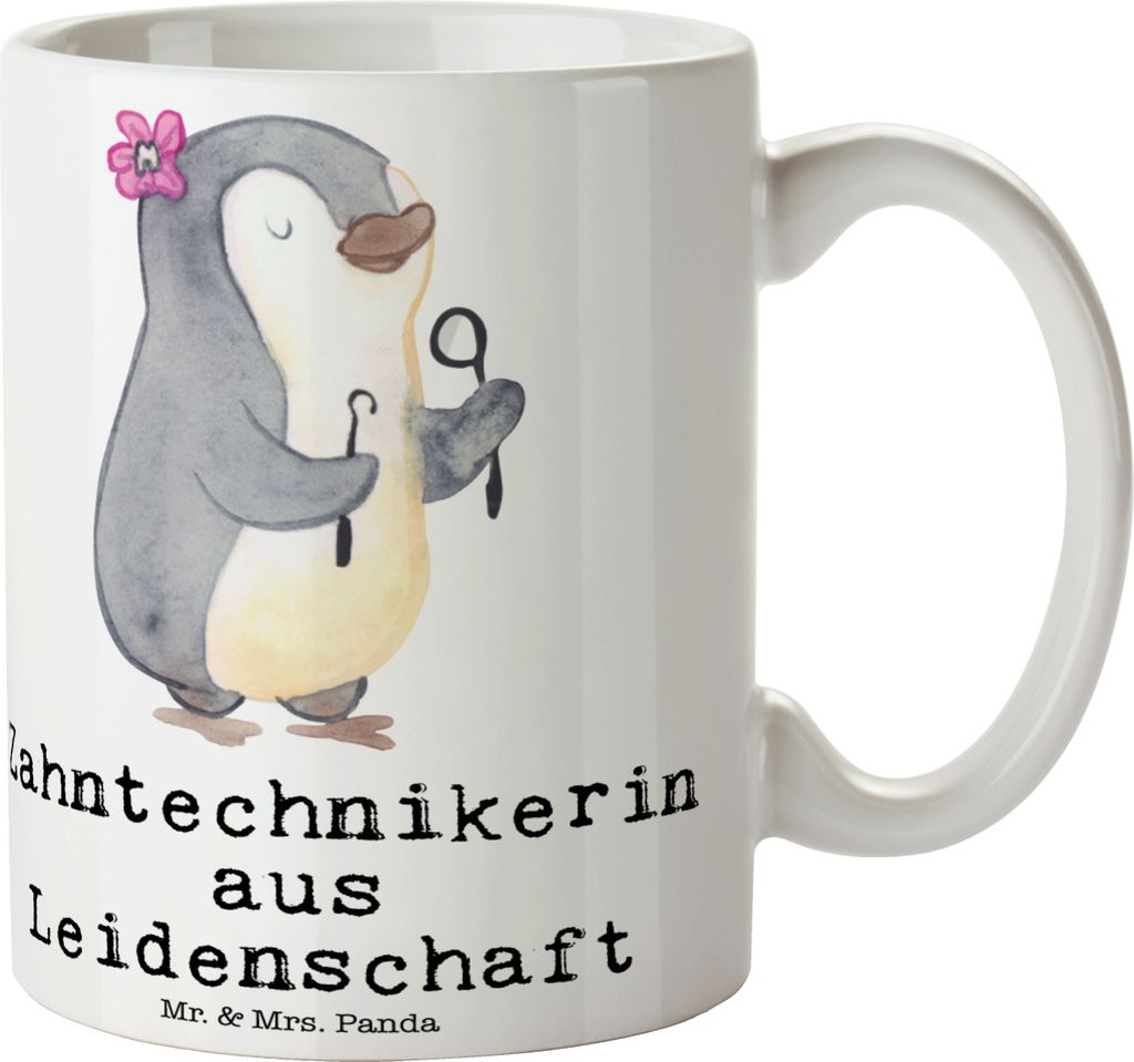 Mr. & Mrs. Panda Teetasse Zahntechnikerin Leidenschaft - Weiß - Geschenk, haferl, Kaffeetasse, Tasse mit Motiv, kaffeebecher bedruckt