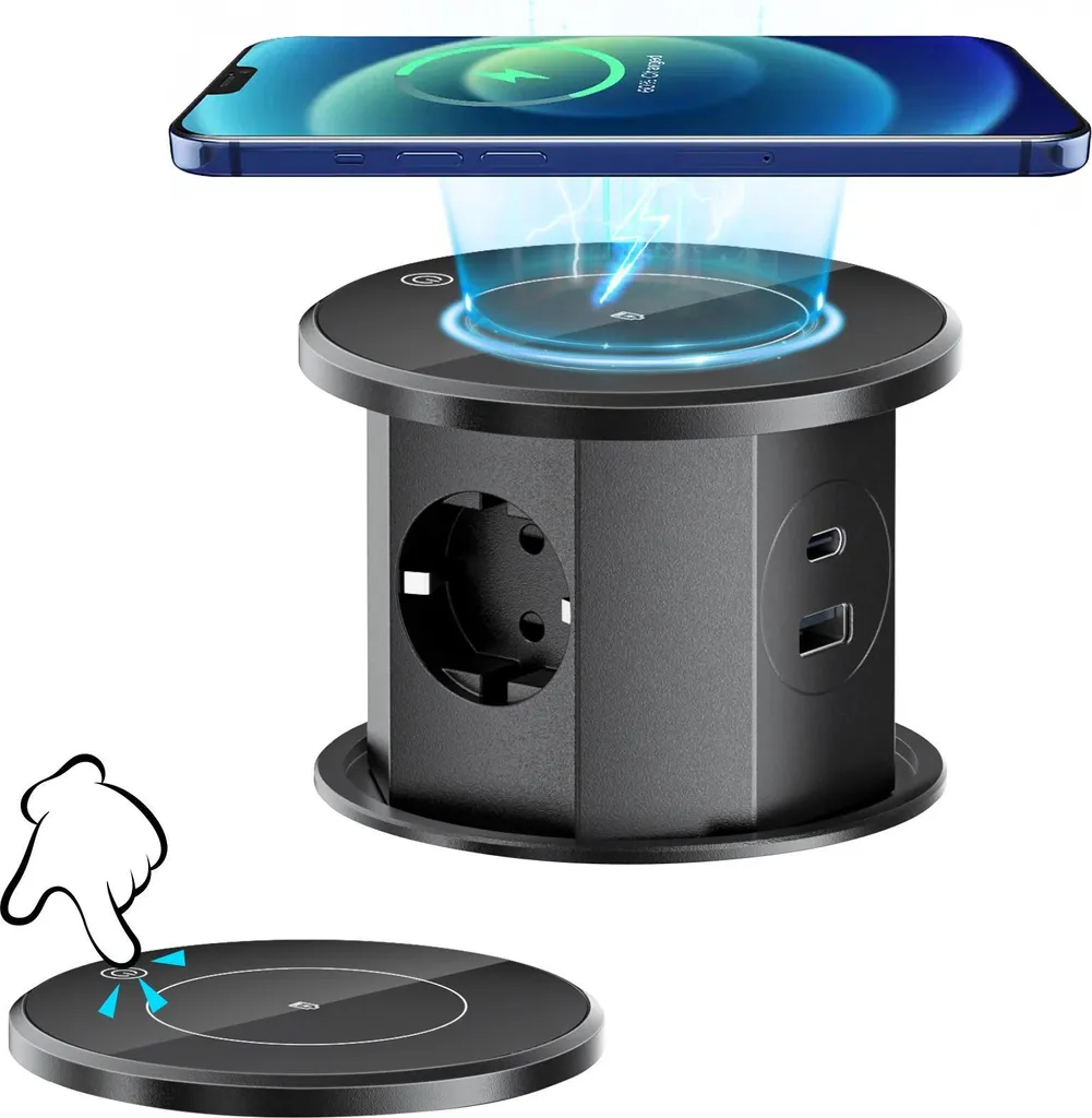 Libérez de l'espace avec la prise escamotable W11 motorisée et USB