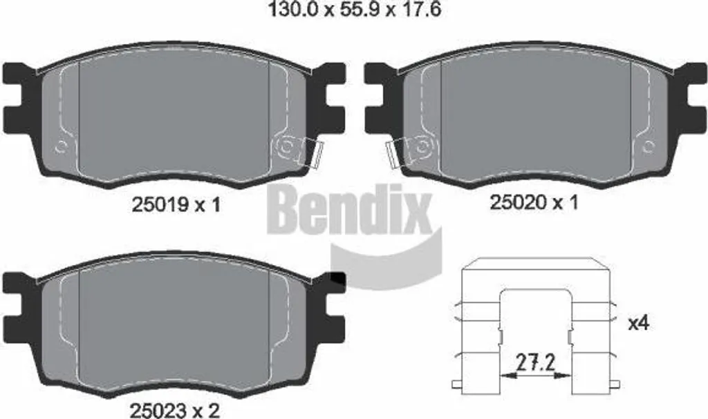 Plaquettes de frein BPD1483 BENDIX haute résistance OE 581011JA10