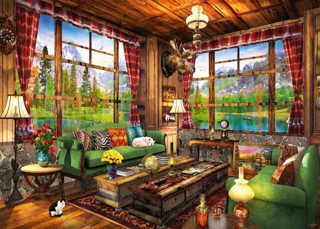 Puzzle relaxation 500 pièces - Vue Cabane de Montagne Bluebird Zen