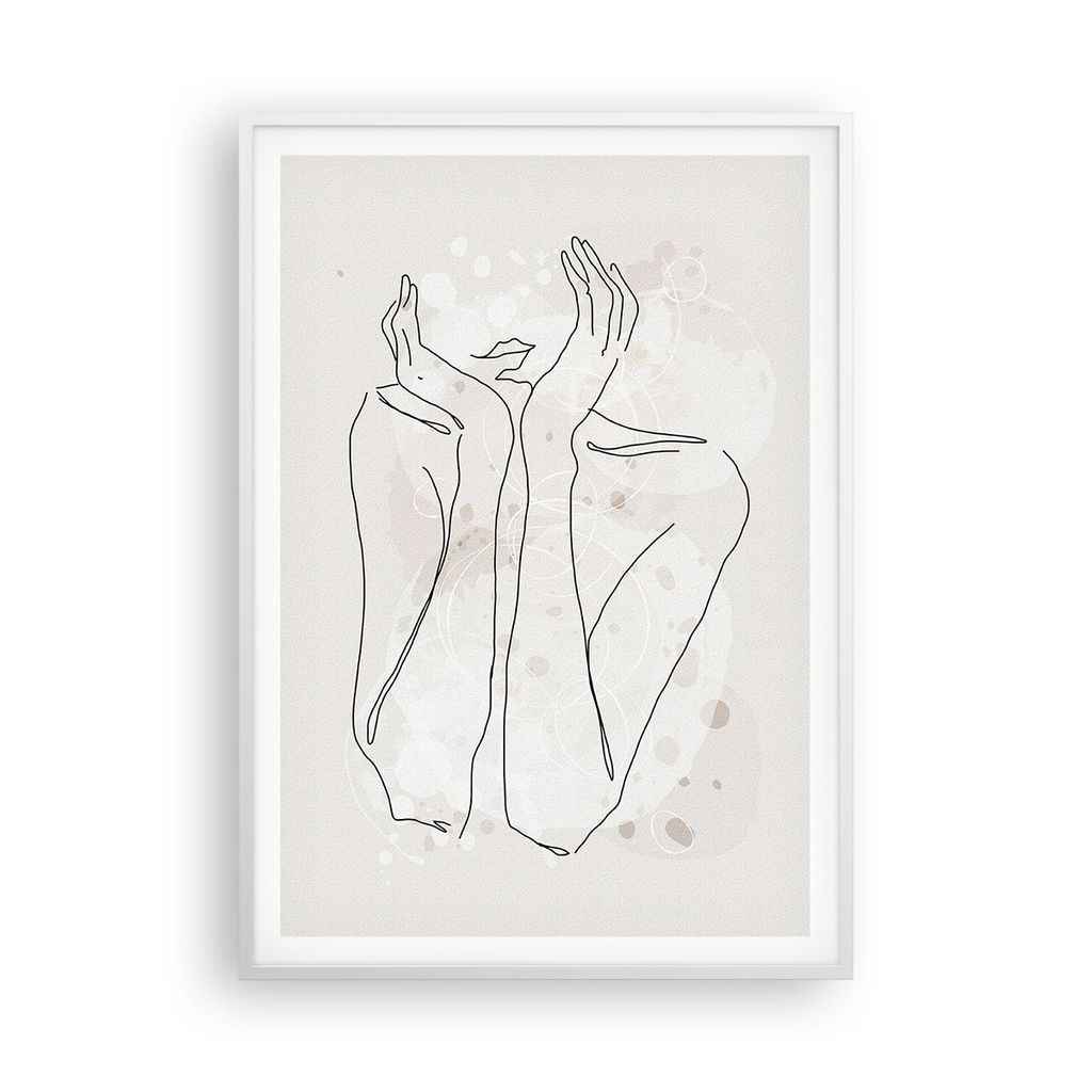 Gerahmtes Poster - Weißer Rahmen - Grafik Frau Licht - 70x100 cm - Wand Bild - Wanddeko - Wandbilder - Kunstposter - Wandposter - Bilderrahmen - B...